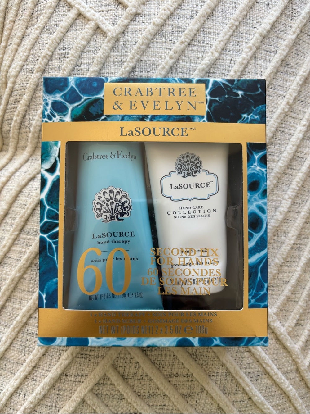 Crabtree & Evelyn LaSOURCE Hand Therapy & Hand Scrub Set - 3.5oz Each - NIB